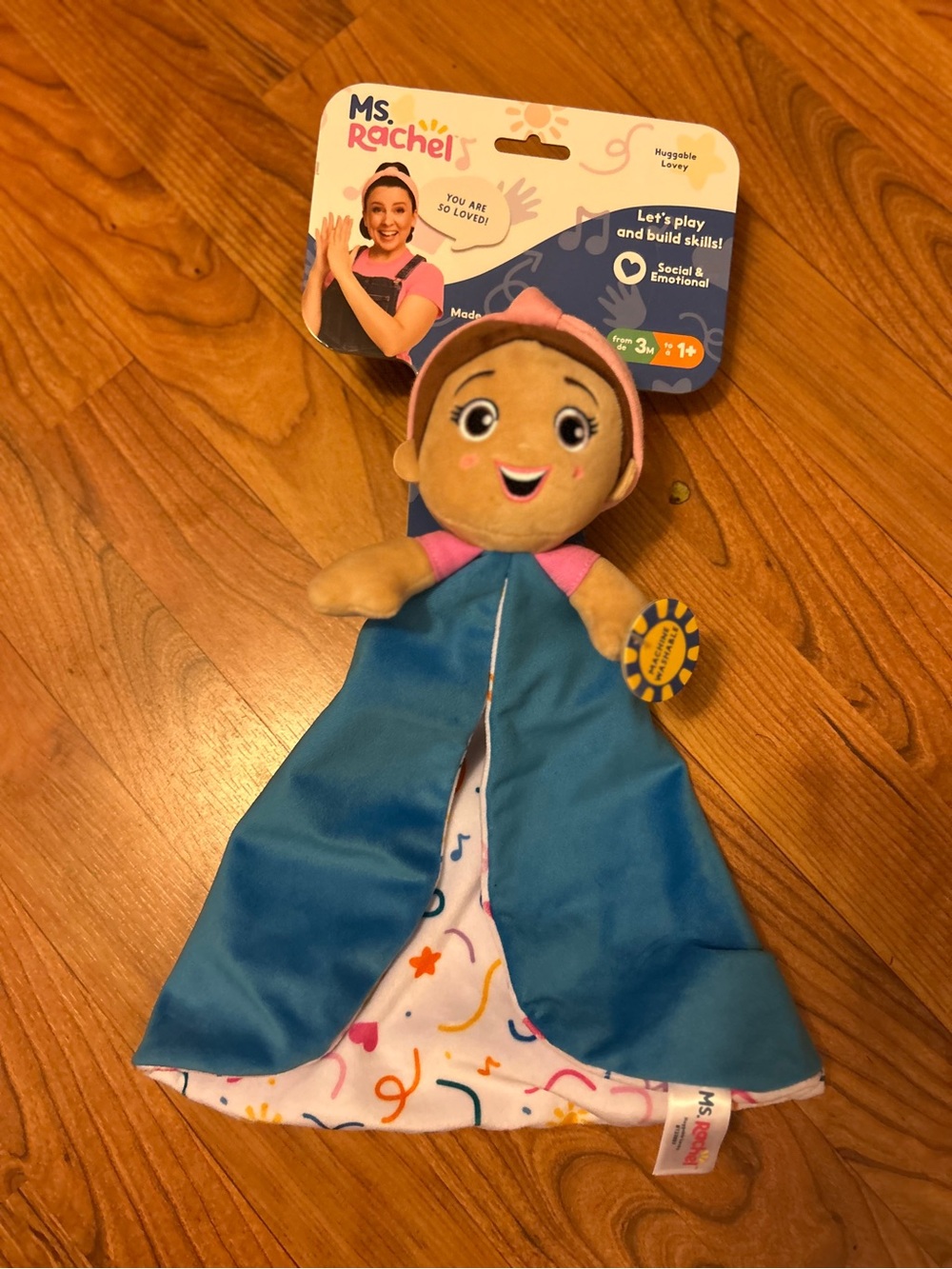 Ms. Rachel Blue and Pink Ms. Rachel Plush Lovey with blanket
